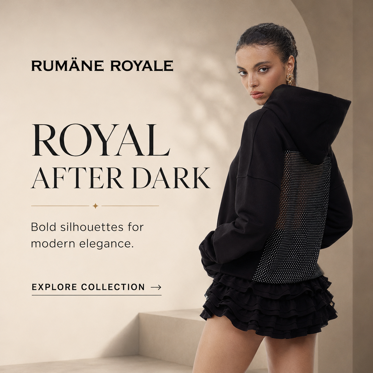 Royal Noir Embellished Hoodie Jacket