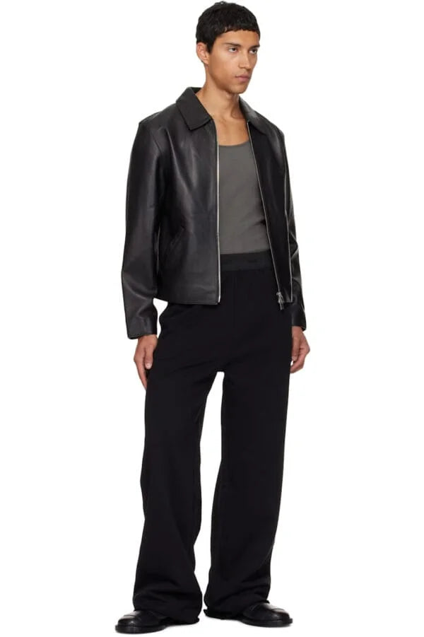 Olive Modern Edge Leather Jacket