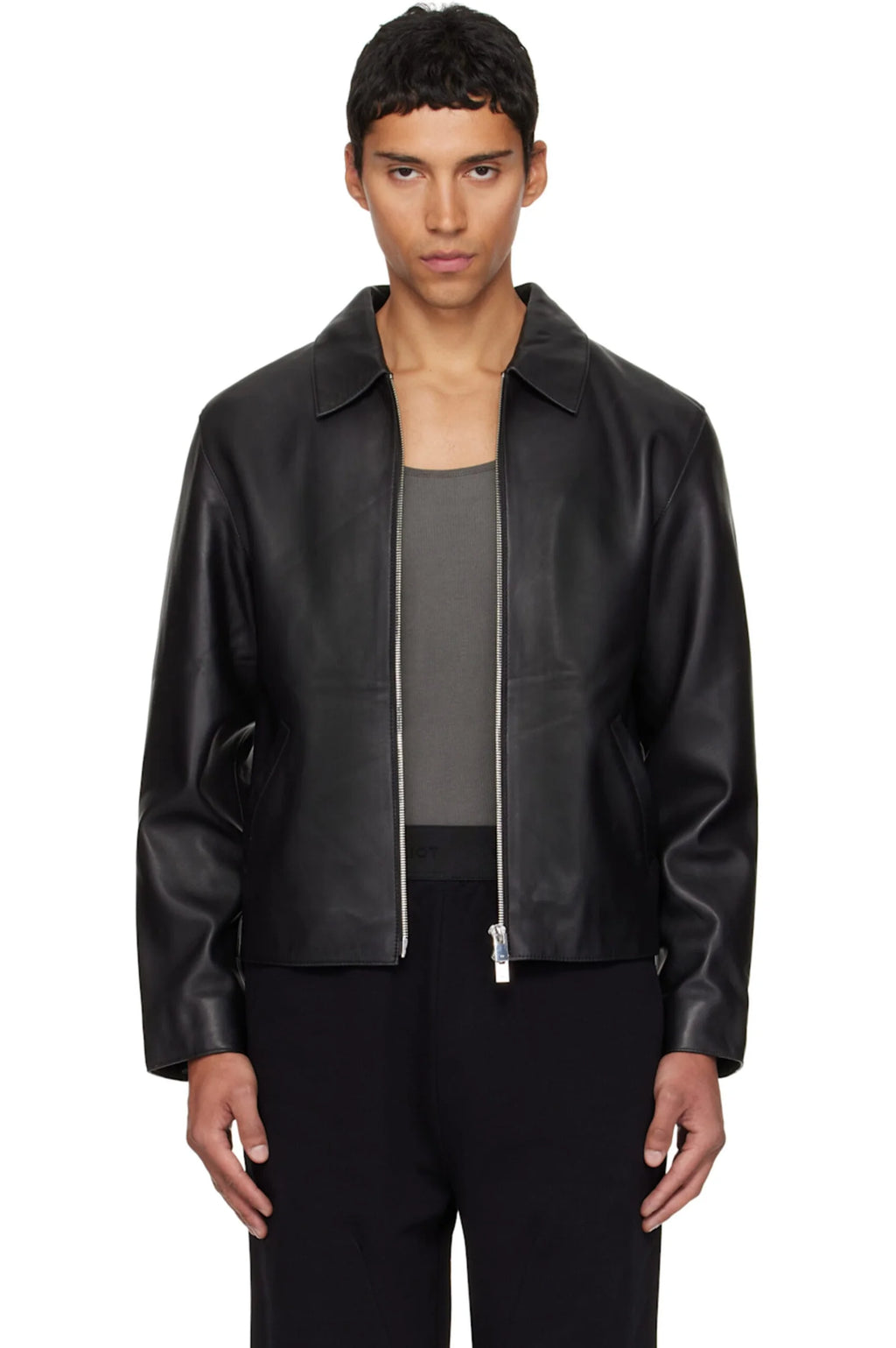 Olive Modern Edge Leather Jacket